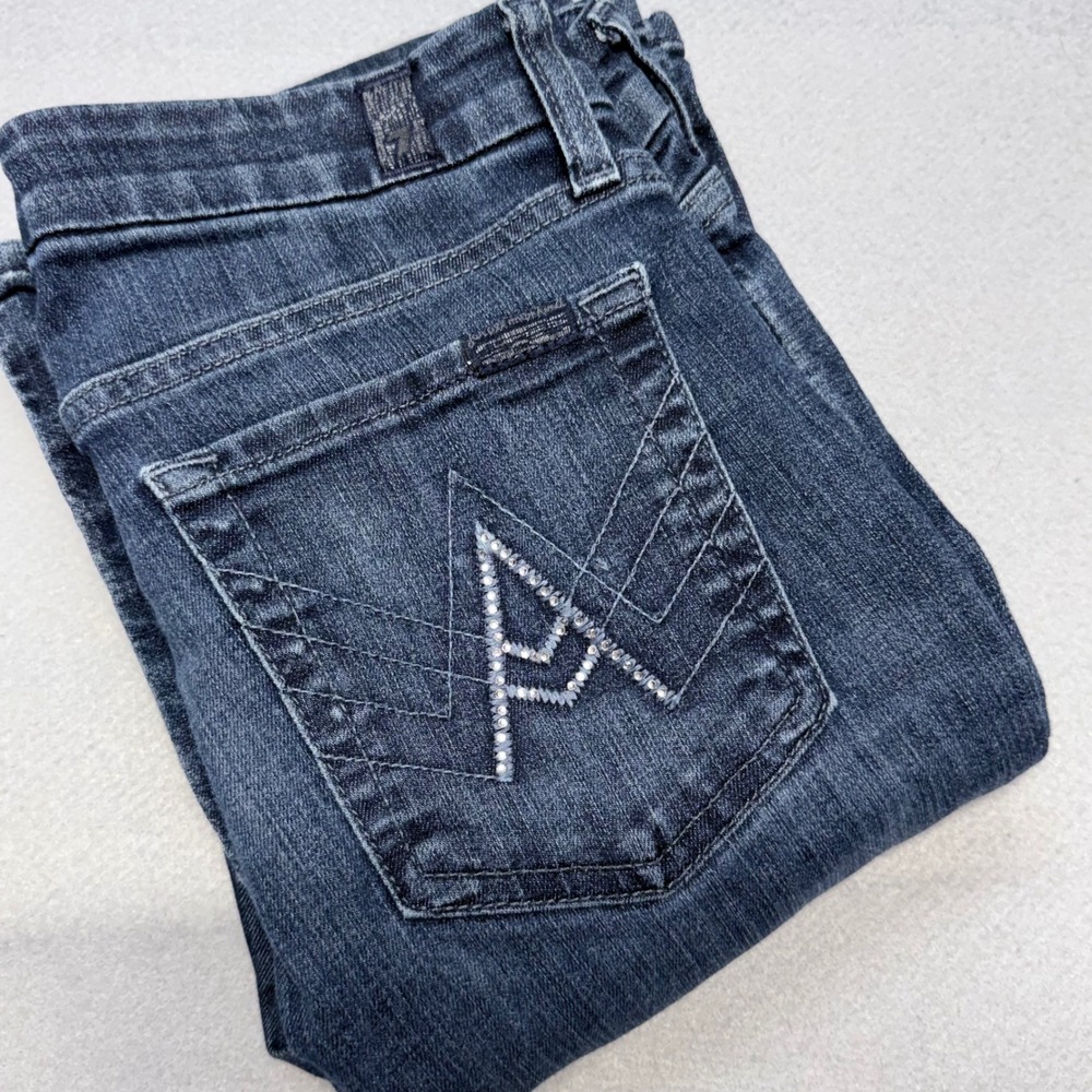 7 For All Mankind A Pocket Women Jeans 27 Dark Wash Crystal Embellished Bootcut